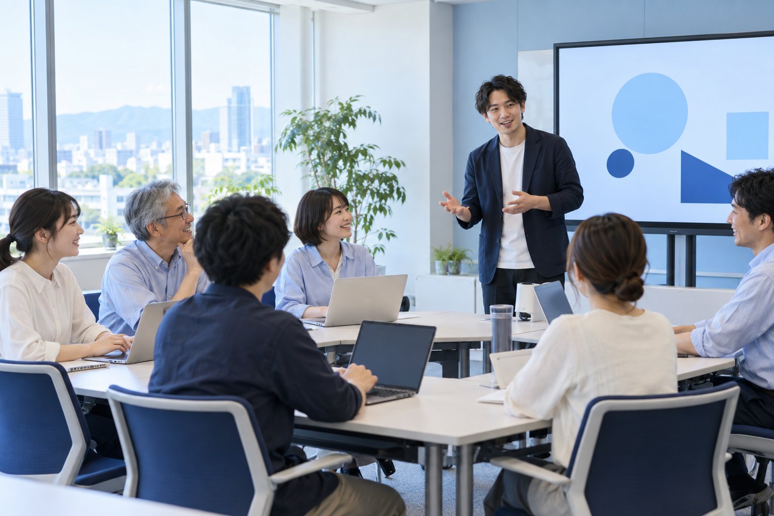 研修でパソコンを操作する参加者（イメージ）